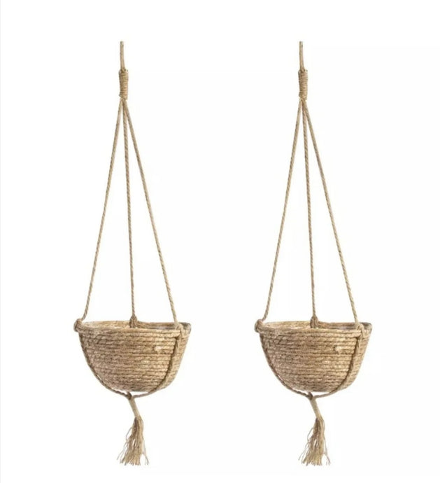 Set of 2 Hanging Seagrass Planters Baskets