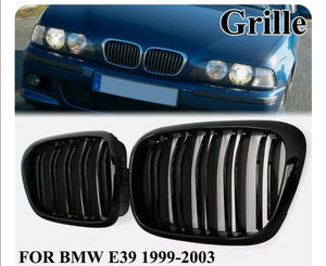 Gloss Black Kidney Grill For BMW e39 5 Series 1999-2003 Twin Bar Slat M5 Look