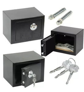 SMALL STEEL SAFE SECURITY MONEY CASH SAFETY LOCK BOX