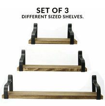 Load image into Gallery viewer, Set of 3 Rustic Floating Shelves Wood Wall Mounted Shelf