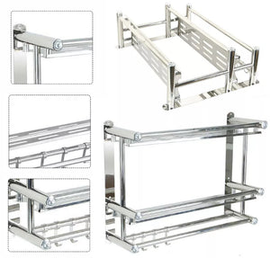 Stainless Steel Towel Rail Holder Rack Bathroom Shower Caddy Storage Shelf • New Valu2u • Free Delivery