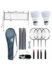 Load image into Gallery viewer, Badminton Set 4 Rackets, Shuttlecock, Poles and Net