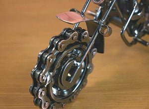 Hand Made Motocross Sculpture Motorbike Bronze Effect Nuts & Bolts Scrambler Ornament Gift