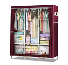 Load image into Gallery viewer, Canvas Covered Wardrobe Metal Frame Large Portable Clothes Storage