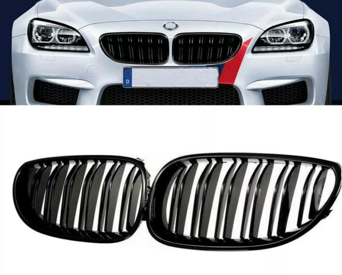 Gloss Black Kidney Grill For BMW E60 E61 5 Series 2004-2009 Twin Bar Slat M5 Look