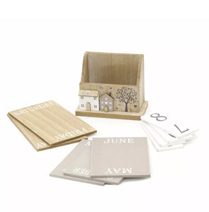 Shabby Chic Wooden Perpetual Desk Calendar  • New Valu2u • Free Delivery