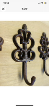 Load image into Gallery viewer, 3x Cast Iron Vintage Antique Style Coat Hooks