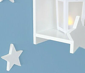 2x White Floating Star & Moon Shelves Nursery Shelf Storage Kids Bedroom Wall