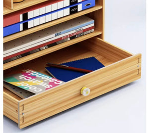 Wooden Desk Organiser Large Capacity Office Supplies Storage Unit File Rack