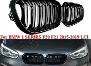 Gloss Black Front Kidney Grilles Grills Double Line For BMW F20 F21 1 Series 15-19 Facelift • New Valu2u • Free Delivery