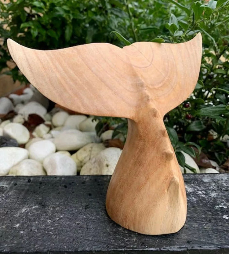 Wooden Whale Tail Carving - Hand Carved Fluke, Whale Tail 17cm Fair Trade • NEW valu2U • FREE DELIVERY