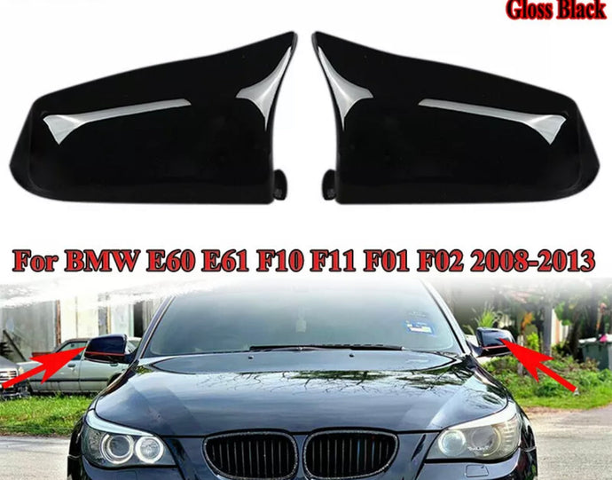 Gloss Black Wing Side Mirror Cover Cap for BMW E60 E61 F10 F11 5 Series Pre-LCI 10 -13