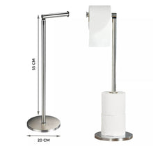 Load image into Gallery viewer, 2 IN 1 FREE STANDING CHROME FRAME BATHROOM TOILET 4 PAPER ROLL HOLDER DISPENSER