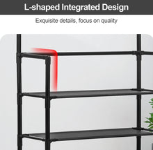 Load image into Gallery viewer, LOEFME Metal Hat and Coat Stand 5 Tiers Shoe Rack Hanger 8 Hooks White &amp; Black