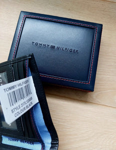Tommy Hilfiger Rfid Blocking Black Leather Wallet For Men With Gift Box Oxford
