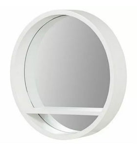 White Round Mirror with Shelf Wall Mounted Porthole Bathroom Bedroom • New valu2u • Free Delivery