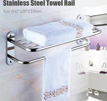 Load image into Gallery viewer, 60cm Bathroom Towel Rail Lightweight Stainless Steel