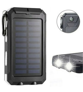 Portable Solar Power Bank Battery Charger 2USB LED Torch