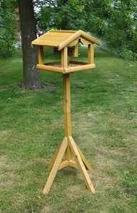 Bird Table With Built in Feeder Premium Wooden Free Standing Feeding Station