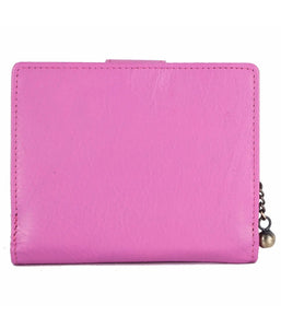 Ladies RFID Blocking Genuine Leather Clutch Wallet with Side Zipped Coin Pouch