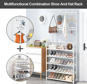 Hat & Coat Stand Compact Floor Stand Hanger 5 Tiers Shoes Rack