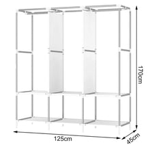 Load image into Gallery viewer, Canvas Fabric Wardrobe Large Clothes Storage Cupboard with Hanging Rail
