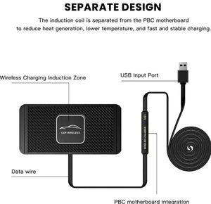 Car QI Wireless Fast Charging Charger Mat Non-Slip Pad Holder For iPhone/Samsung etc
