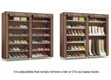 Load image into Gallery viewer, 6 Tier Double Shoe Rack Canvas Storage Organiser