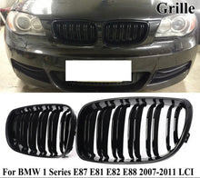 Load image into Gallery viewer, PAIR GLOSS BLACK FRONT KIDNEY GRILL GRILLES FOR 08-13 BMW E81 E82 E87 E88 1 Series Gloss Black Dual Slat