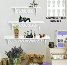 Load image into Gallery viewer, Set of 3 White Floating Wall Shelves Wall Wooden Unit