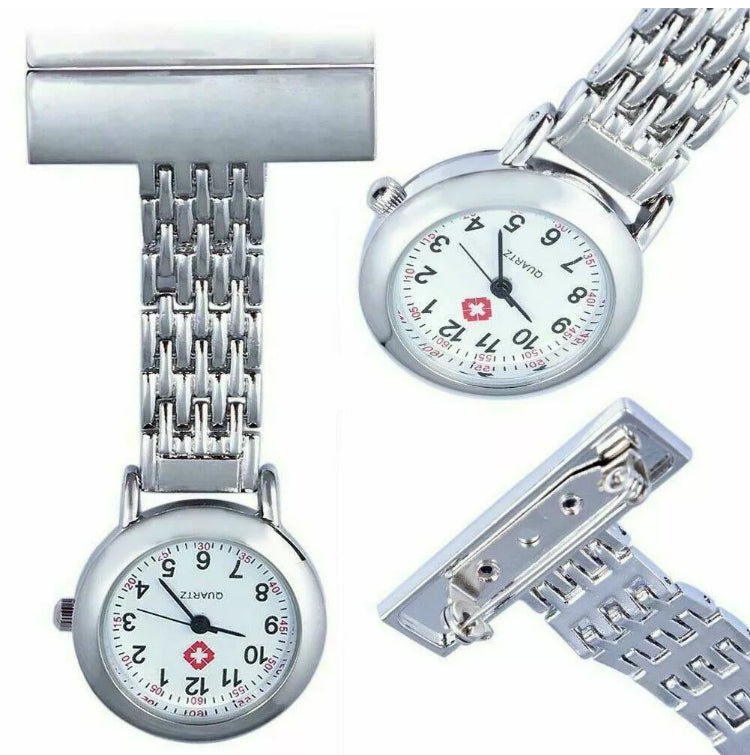 Nurse Watch Brooch Tunic Fob Watches Pocket Pendant Quartz Stainless Steel