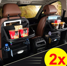 Load image into Gallery viewer, 2 x Leather PU Car Seat Back Organiser Storage Foldable Table Tray