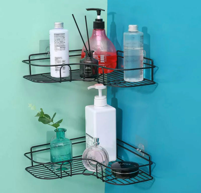 2 Pack Punch-Free Corner Shower Shelf Bathroom Kitchen Storage Rack