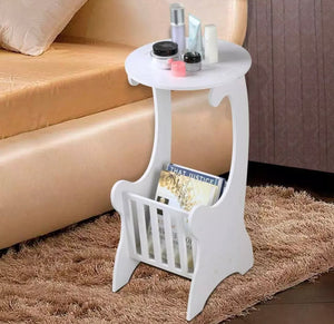 White Bed Side Table 2 Tier Small Bedroom Cabinet Chic
