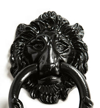 Load image into Gallery viewer, 2 x Lion Head Door Knockers Cast Iron Vintage Antique Country Style H150mm Black