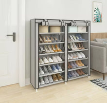 Load image into Gallery viewer, 6 Tier Double Shoe Rack Canvas Storage Organiser