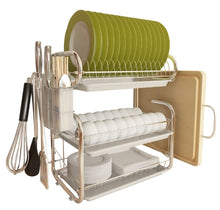 Load image into Gallery viewer, 3 Tier Dish Drainer Metal Cutlery Draining Holder Plate Rack Tray Kitchen Sink