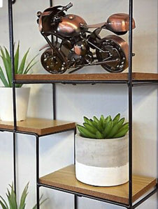 4 Tier Floating Display Shelf Wooden Effect 5 Unit Retro Style