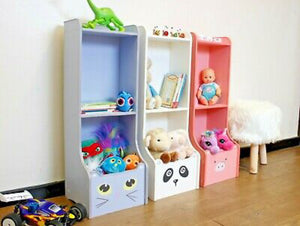 Kids Storage Unit Toy Box Book Shelf Novelty Nursery Bedroom Cat Panda Pig