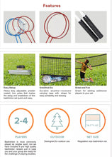 Load image into Gallery viewer, Badminton Set 4 Rackets, Shuttlecock, Poles and Net