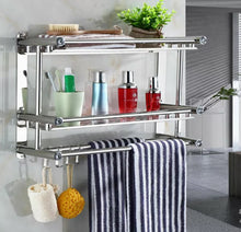 Load image into Gallery viewer, Stainless Steel Towel Rail Holder Rack Bathroom Shower Caddy Storage Shelf • New Valu2u • Free Delivery