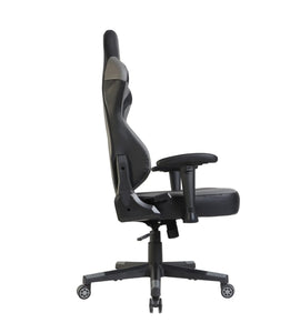 Grey Faux Leather Sport Racing Gaming Office Chair Lumbar Headrest Support