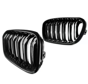 Gloss Black Front Kidney Grilles Grills Double Line For BMW F20 F21 1 Series 15-19 Facelift • New Valu2u • Free Delivery