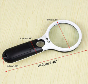 Handheld 45X Magnifier LED light Reading Magnifying Glass Jewelry Loupe With 3 LED Light •  New Valu2u • Free Nationwide Delivery