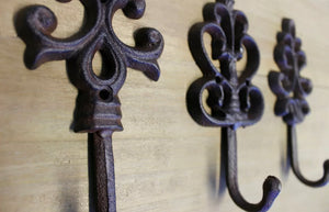 3x Cast Iron Vintage Antique Style Coat Hooks