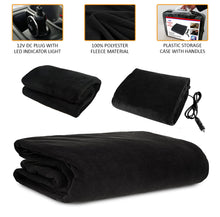 Load image into Gallery viewer, Car Electric Heated Blanket 12V Large Fleece Cozy Van Truck Throw Travel Black