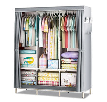 Load image into Gallery viewer, Canvas Covered Wardrobe Metal Frame Large Portable Clothes Storage