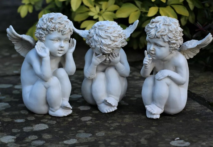 3 Wise Angels Garden Ornaments
