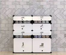 Load image into Gallery viewer, DIY 8 Cube Shoe Rack Multi Use Modular Organizer Storage Plastic Cabinet