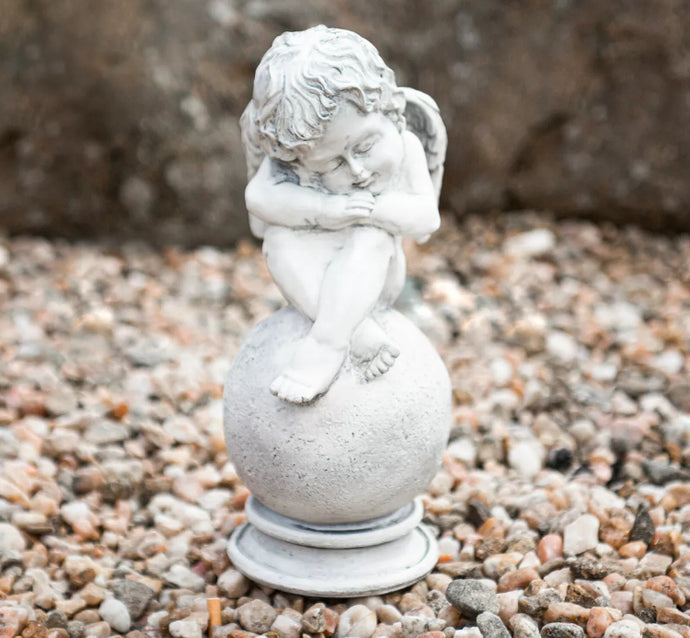 Stone Effect Angel Statue Garden Ornament Figurine